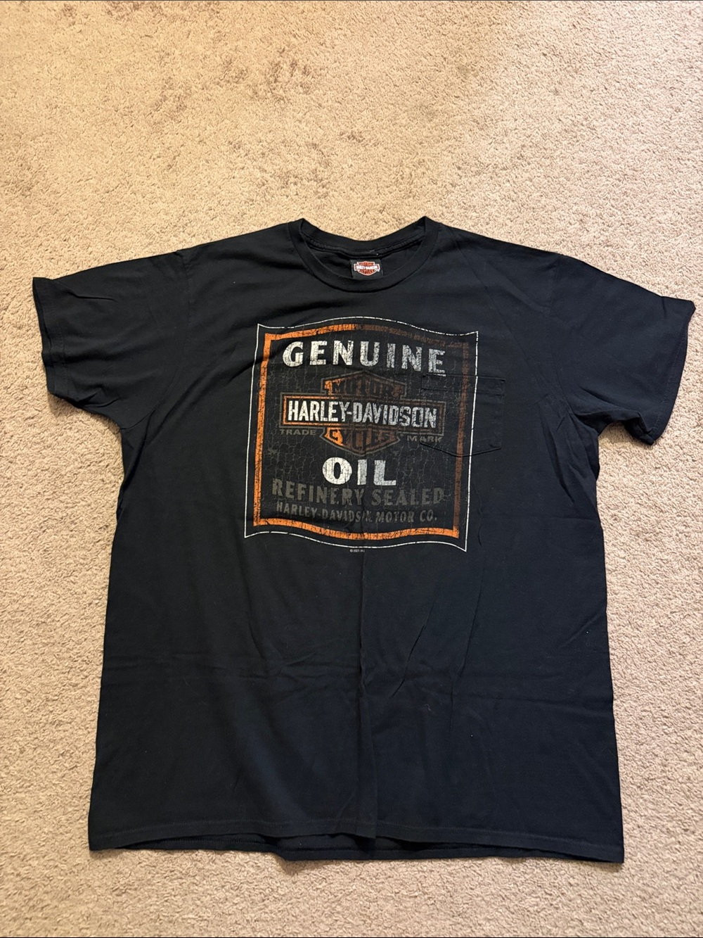 Harley-Davidson Black Short-Sleeve 'Genuine Oil' Graphic Tee